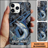 Joycorners Fishing Dark Hexagon Pattern Dynamic Splash Personalized Name Phone Case (10 Fish Species)