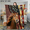Joycorners Horse Rustic Leather Farm Landscape with Gold Frame Personalized Name 3D Blanket (8 Breeds)