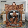 Joycorners Horse Portrait with Horseshoe Frame Western Tooled Leather Pattern Personalized Name 3D Blanket (8 Breeds)