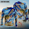 Joycorners Fishing Yellow Blue Lightning Pattern Design Custom Name & Team Name 3D Shirts (11 Breeds)
