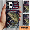 Joycorners Fishing USA Flag Splash Patriotic Art Personalized Name Phone Case (10 Fish Species)
