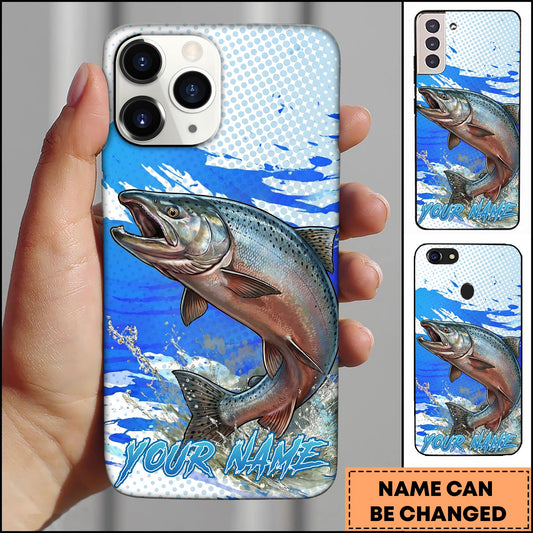 Joycorners Fishing Water Splash Blue Pop Art Personalized Name Phone Case (10 Fish Species)