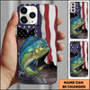 Joycorners Fishing American Flag Patriotic Splash Personalized Name Phone Case (10 Fish Species)