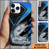 Joycorners Fishing Electric Blue Arrow Pattern Splash Personalized Name Phone Case (10 Fish Species)