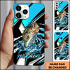 Joycorners Fishing Blue Black Geometric Lightning Splash Personalized Name Phone Case (10 Fish Species)