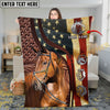 Joycorners Horse Rustic Leather Farm Landscape with Gold Frame Personalized Name 3D Blanket (8 Breeds)