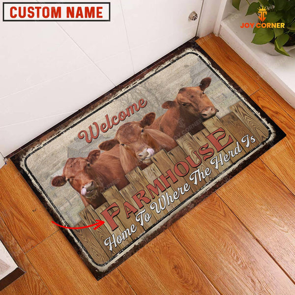 Joycorners Red Angus Welcome Custom Name Doormat