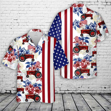 Maxcorners Firefighter Fire Truck Flag, 4th Of July Hawaiian Shirt , Hawaiian Shirt for Men Dad LM1911