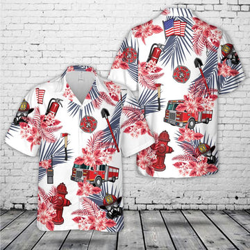 Maxcorners Firefighter Tropical Hawaiian Shirt, Hawaiian Shirt for Man Dad Firefighter LM1911