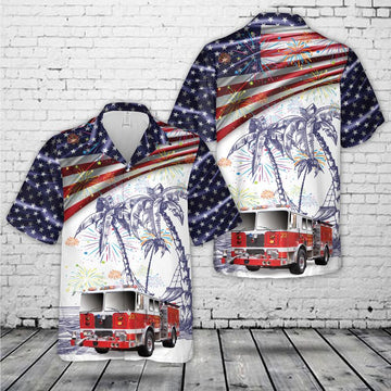 Maxcorners Fire Truck Firefighter, 4th Of July Hawaiian Shirt, Gift for Firefighter LM1911