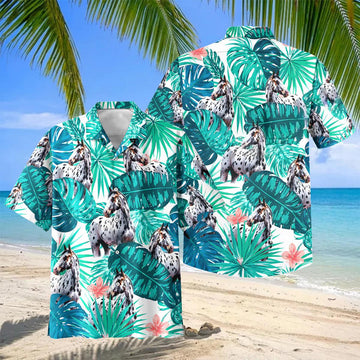 Joycorners Appaloosa Horse In Tropical Leaves Pattern Hawaiian Shirt