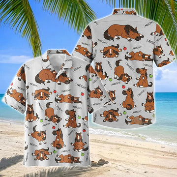 Joycorners Cute Cartoon American Quarter Horse Neigh Pattern Hawaiian Shirt