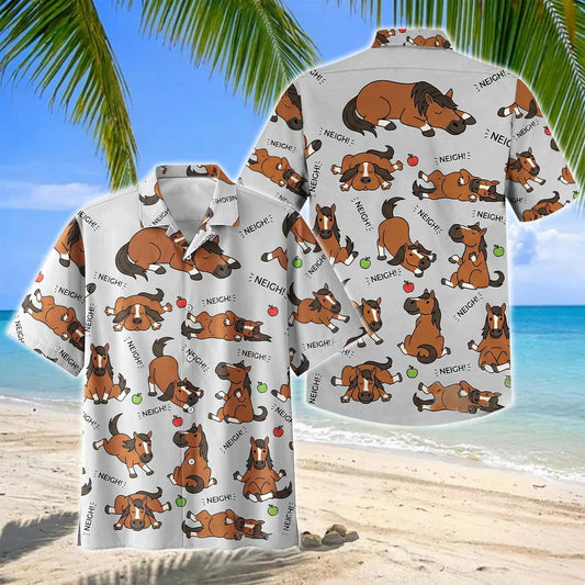 Joycorners Cute Cartoon American Quarter Horse Neigh Pattern Hawaiian Shirt