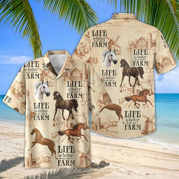 Joycorners Life on the Farm Horse Hawaiian Shirt