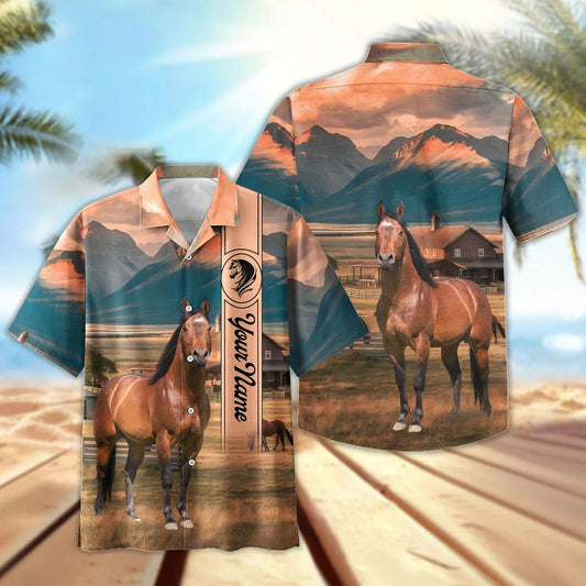 Joycorners Personalized American-Quarter Horse Farm Hawaiian Shirt