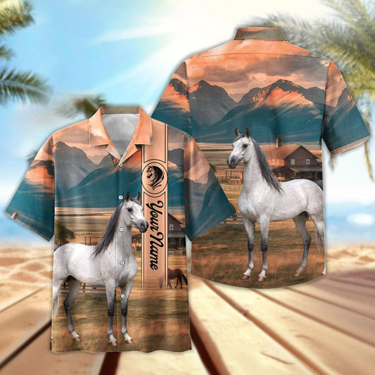 Joycorners Personalized Arabian Horse Farm Hawaiian Shirt