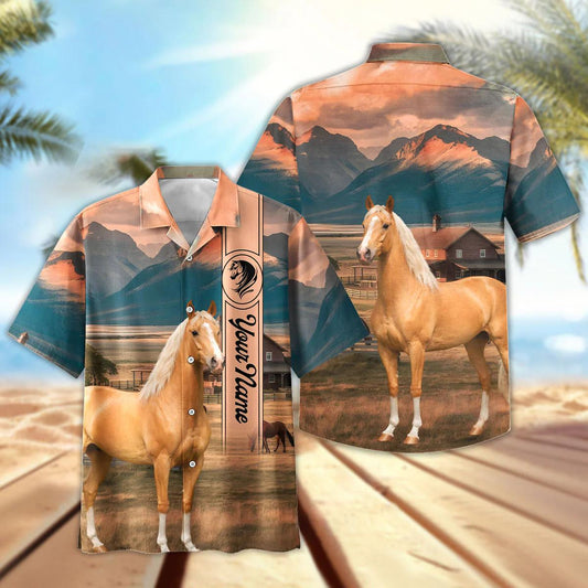 Joycorners Personalized Palomino Horse Farm Hawaiian Shirt