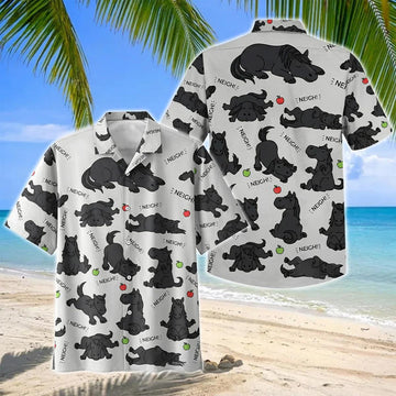 Joycorners Cute Cartoon Friesian Horse Neigh Pattern Hawaiian Shirt