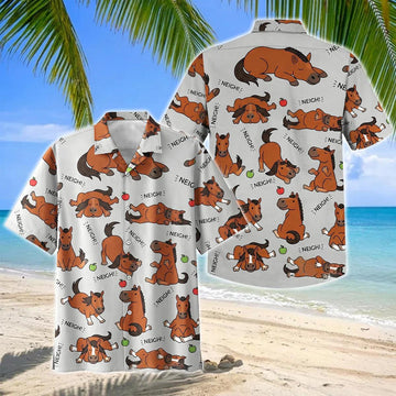 Joycorners Cute Cartoon Hackney Horse Neigh Pattern Hawaiian Shirt