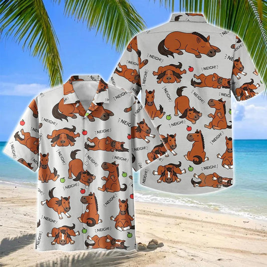 Joycorners Cute Cartoon Hackney Horse Neigh Pattern Hawaiian Shirt