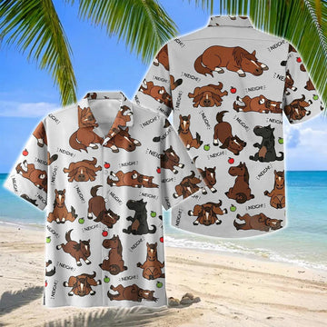 Joycorners Cute Cartoon Morgan Horse Neigh Pattern Hawaiian Shirt