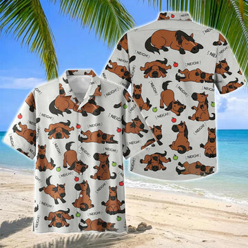 Joycorners Cute Cartoon Thoroughbred Horse Neigh Pattern Hawaiian Shirt
