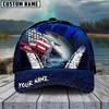 Joycorners Fishing Dark Blue Scratch American Flag Pattern Sport Pattern Personalized Name 3D Cap (11 Breeds)