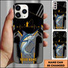Joycorners Fishing Heartbeat Angler Silhouette Design Personalized Name Phone Case (10 Fish Species)