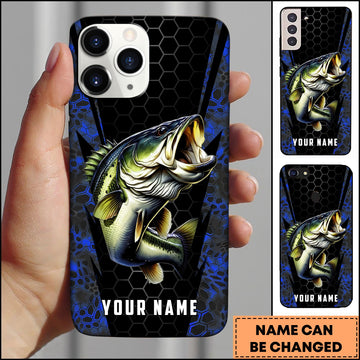 Joycorners Fishing 3D Realistic Honeycomb Tech Background Personalized Name Phone Case (10 Fish Species)