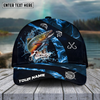 Joycorners Fishing Blue Smoke Sport Pattern Personalized Name 3D Cap (11 Breeds)