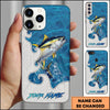 Joycorners Fishing Ocean Blue Wave Scale Pattern Splash Personalized Name Phone Case (10 Fish Species)