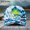 Joycorners Fishing Blue White Seawwave American Flag Pattern Sport Pattern Personalized Name 3D Cap (11 Breeds)