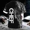 Joycorners Custom Chef Skull Black 3D Tshirt, Skull Master Chef Shirts, Chef Shirt
