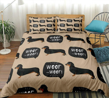 Joy Corners Dachshund Customized Name and Dog 3D Bedding Set