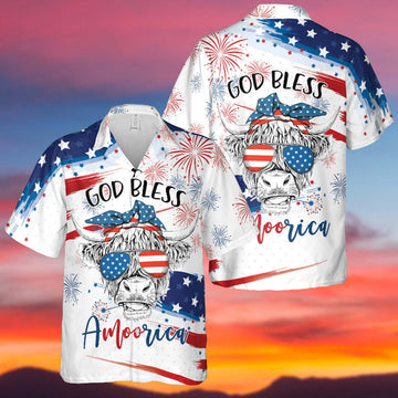 Joycorners Highland God Bless Amoorica Hawaiian Shirt