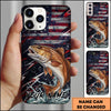 Joycorners Fishing USA Flag Splash Patriotic Art Personalized Name Phone Case (10 Fish Species)