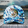 Joycorners Fishing Blue White Seawwave American Flag Pattern Sport Pattern Personalized Name 3D Cap (11 Breeds)