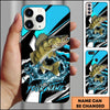 Joycorners Fishing Blue Black Geometric Lightning Splash Personalized Name Phone Case (10 Fish Species)