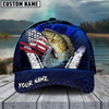 Joycorners Fishing Dark Blue Scratch American Flag Pattern Sport Pattern Personalized Name 3D Cap (11 Breeds)