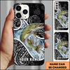 Joycorners Fishing Tribal Pattern Black White Water Splash Personalized Name Phone Case (10 Fish Species)