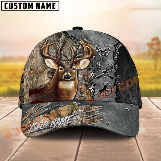Joycorners Deer Hunting Steel Break Patch Forest Camo Custom Name 3D Cap ( 6 colors)
