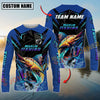 Joycorners Saltwater Fish Fishing Neon Sport Jersey Style Personalized Name, Team Name Long Sleeve Shirt (6 Breeds)