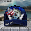 Joycorners Fishing Dark Blue Scratch American Flag Pattern Sport Pattern Personalized Name 3D Cap (11 Breeds)