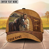 Joycorners Jesus Embracing Horse Farm Scene Western Leather Art Personalized Name Cap (8 Breeds)