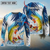 Joycorners Freshwater Fish Fishing Water Splash Scale Pattern Personalized Name, Team Name Long Sleeve Shirt (6 Breeds)