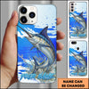 Joycorners Fishing Water Splash Blue Pop Art Personalized Name Phone Case (10 Fish Species)