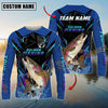 Joycorners Saltwater Fish Fishing Neon Sport Jersey Style Personalized Name, Team Name Long Sleeve Shirt (6 Breeds)
