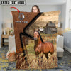 Joycorners Horse Running in Rustic Farm Landscape Leather Patch Style Personalized Name 3D Blanket (8 Breeds)