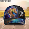 Joycorners Horse Galaxy Cosmic Black Leather Pattern Personalized Name Cap (8 Breeds)