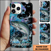 Joycorners Fishing Neon Scale Texture Water Splash Personalized Name Phone Case (10 Fish Species)